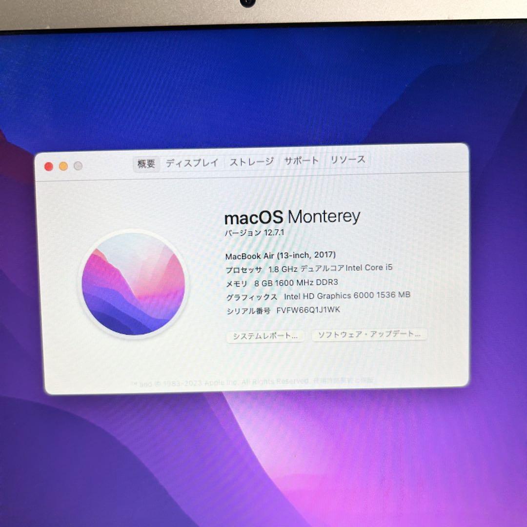 MacBookAir2017 13インチ Corei5 SSD メモリ8GB