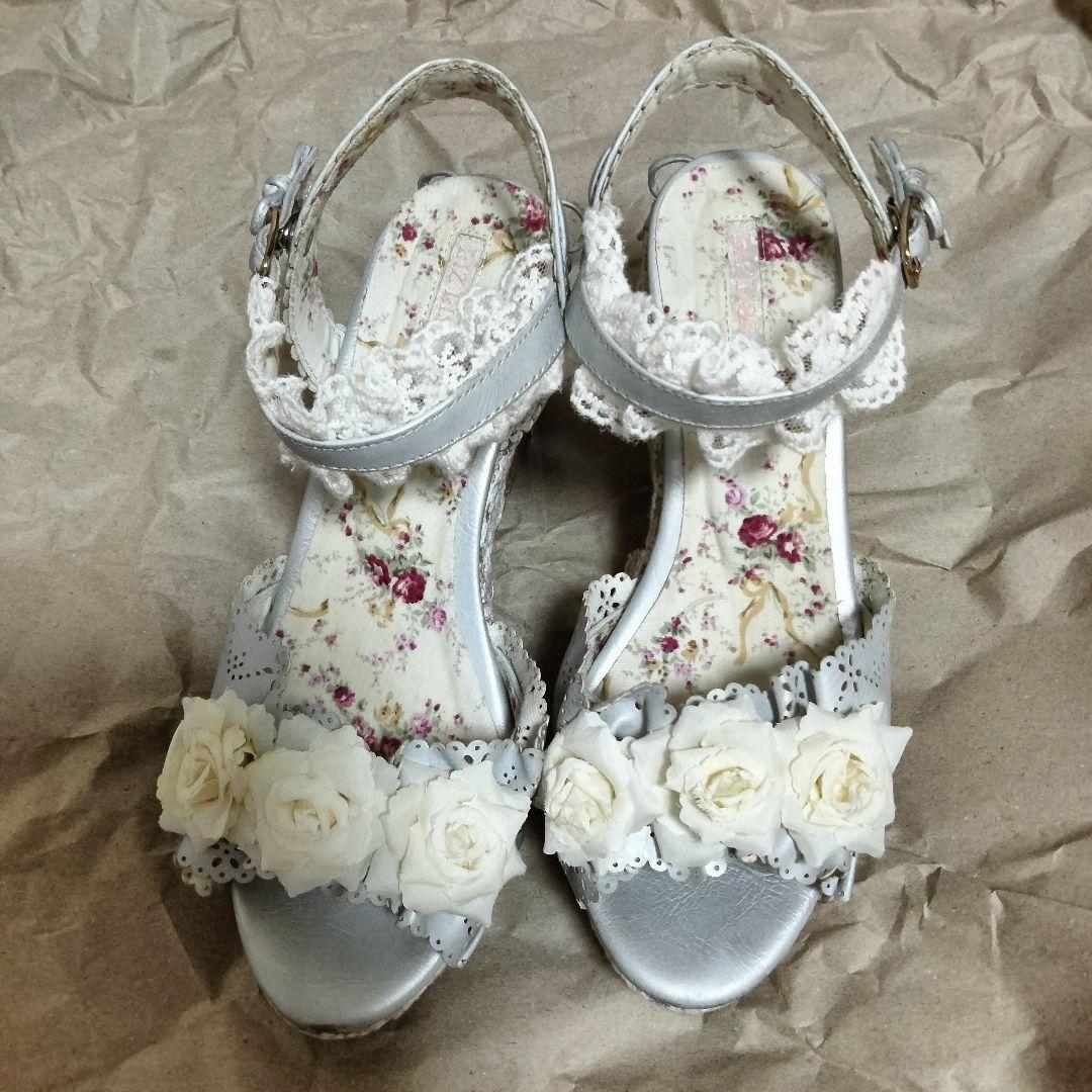 新品】Liz Lisa 白レースウェッジサンダルお花平成レトロギャル
