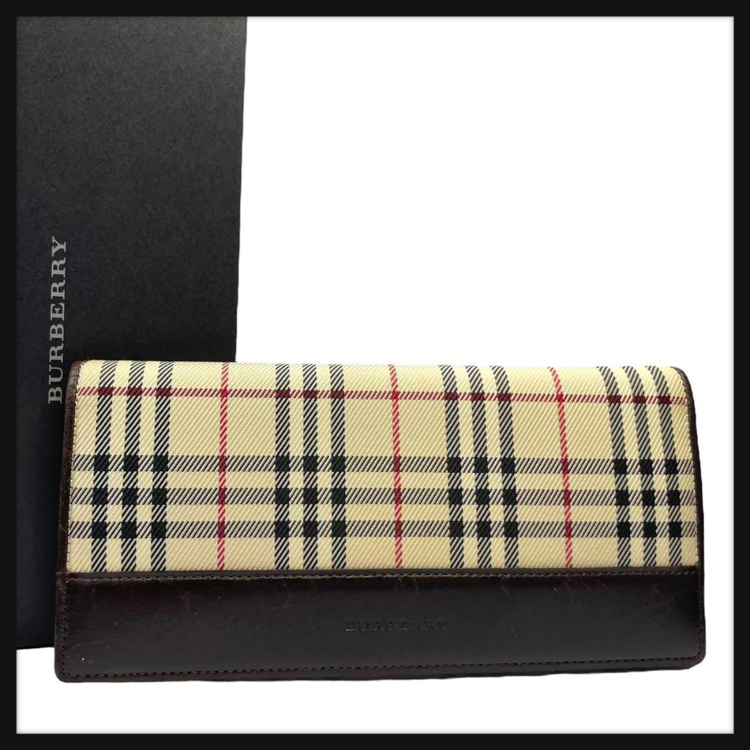 【美品】 Burberry バーバリー 長財布 ノバチェック レザー