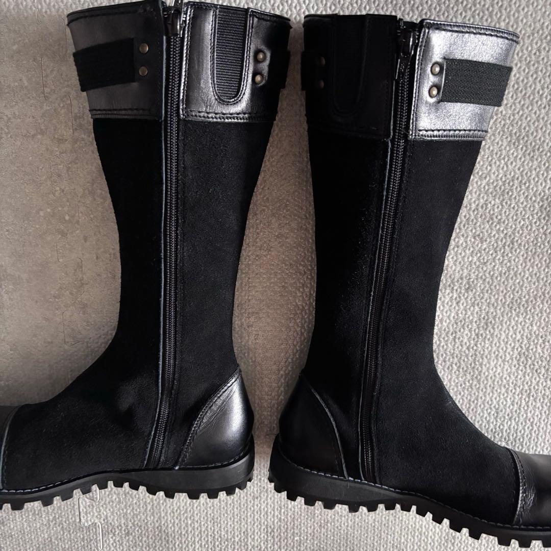 あしながおじさんロングブーツスエード24.0㎝ 美品ブラックベルト日本製 あしながおじさんロングブーツスエード24.0㎝ 美品ブラックベルト日本製