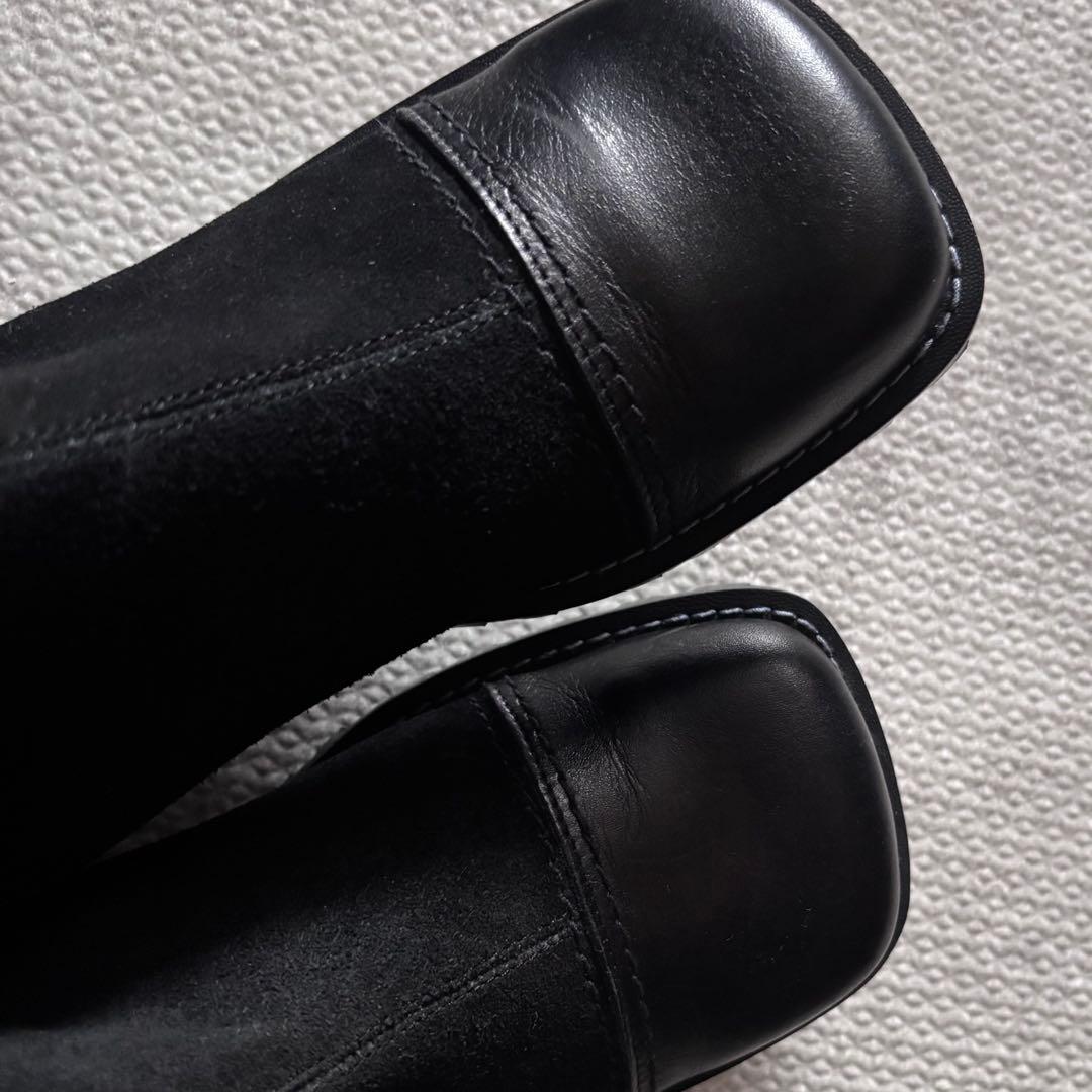 あしながおじさんロングブーツスエード24.0㎝ 美品ブラックベルト日本製 あしながおじさんロングブーツスエード24.0㎝ 美品ブラックベルト日本製