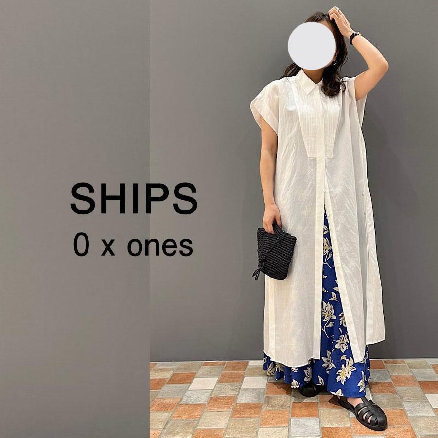 ▽美品 SHIPS【0 x ones】3万 2022SS リネンシャツワンピース