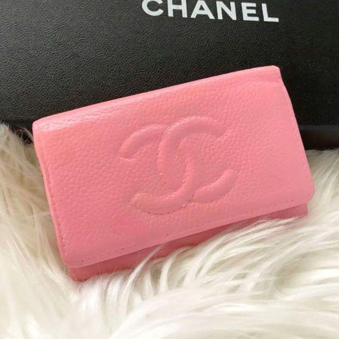 シャネル キーケース ピンク キャビア ココマーク カードケース CHANEL