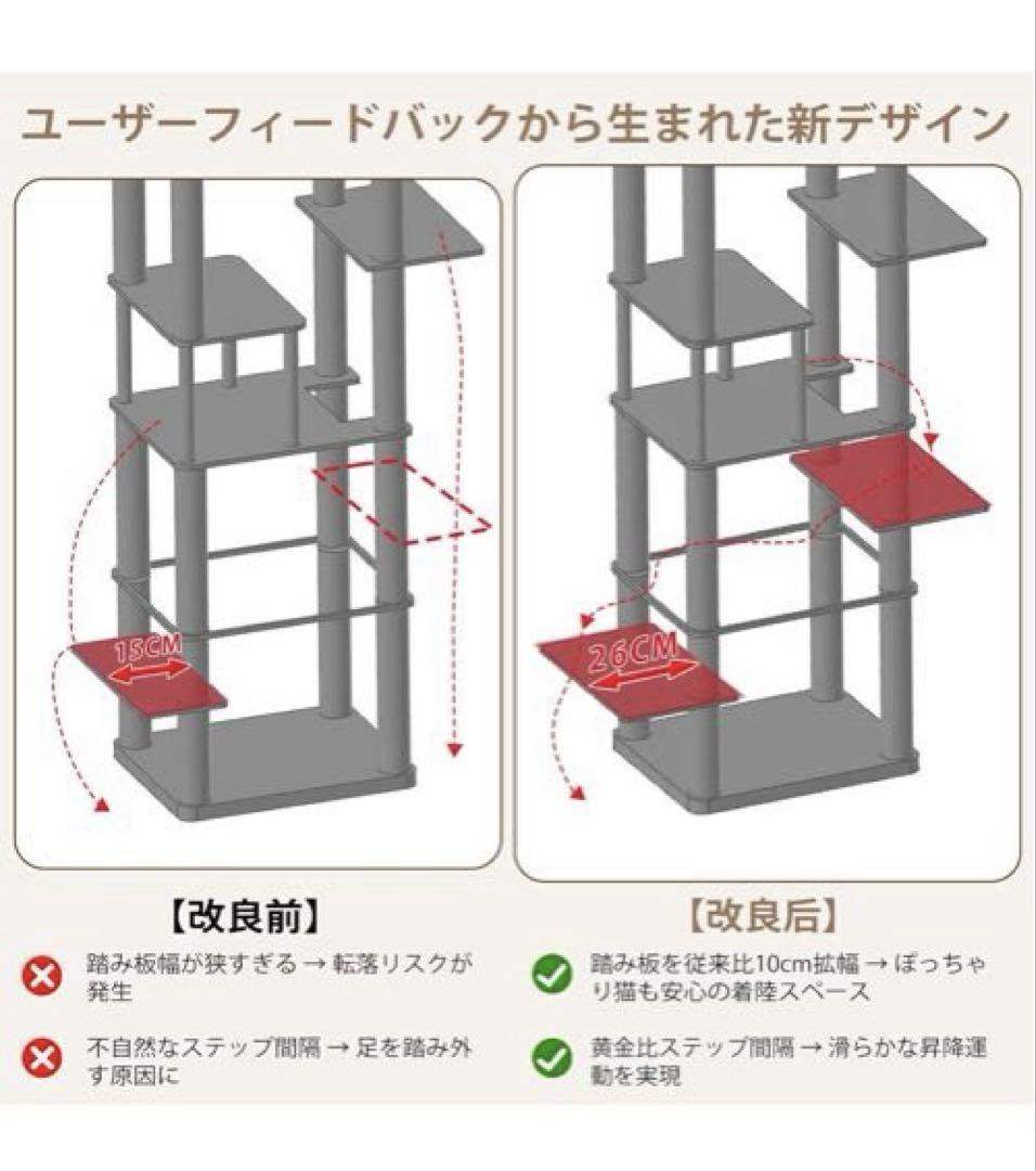 ⭐️大特価⭐️キャットタワー スリム 日本語説明書付き (グレー, 150cm)