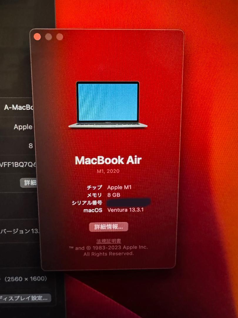 【美品】 MacBook Air M1 2020