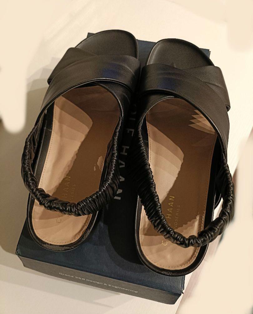 グランドホールセール COLE ブラック クロスストラップサンダル コールハーン HAAN 靴