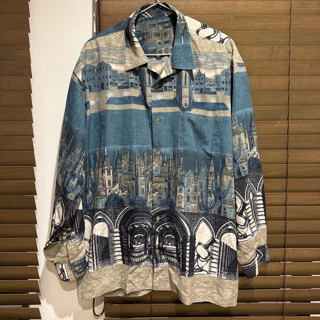 BAZZANTI 古着 レトロ シャツ 総柄 柄シャツ ガラシャツ 長袖