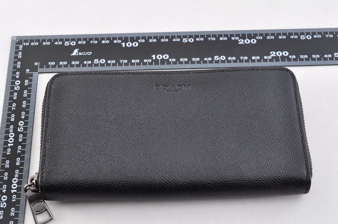 未使用 COACH コーチ 長財布 レザー 革 ブラック 黒 ゴールド 金