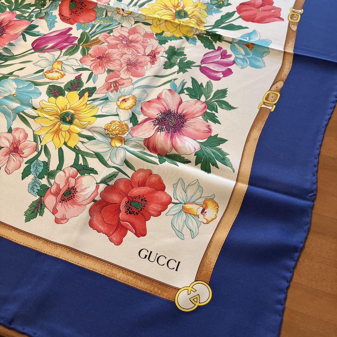 大人の上質  GUCCI 花柄 シルクスカーフ 小物
