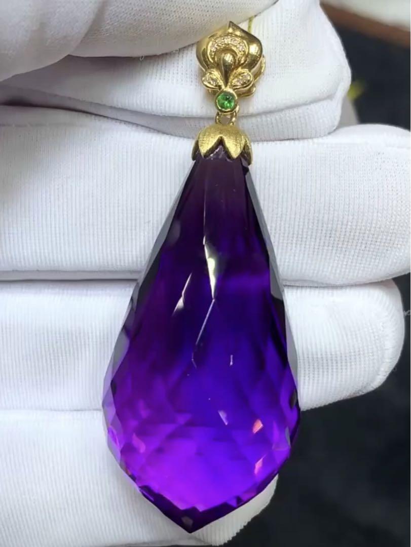 通販レディース - 天然 アメジスト ペンダントトップ k18 ，115ct