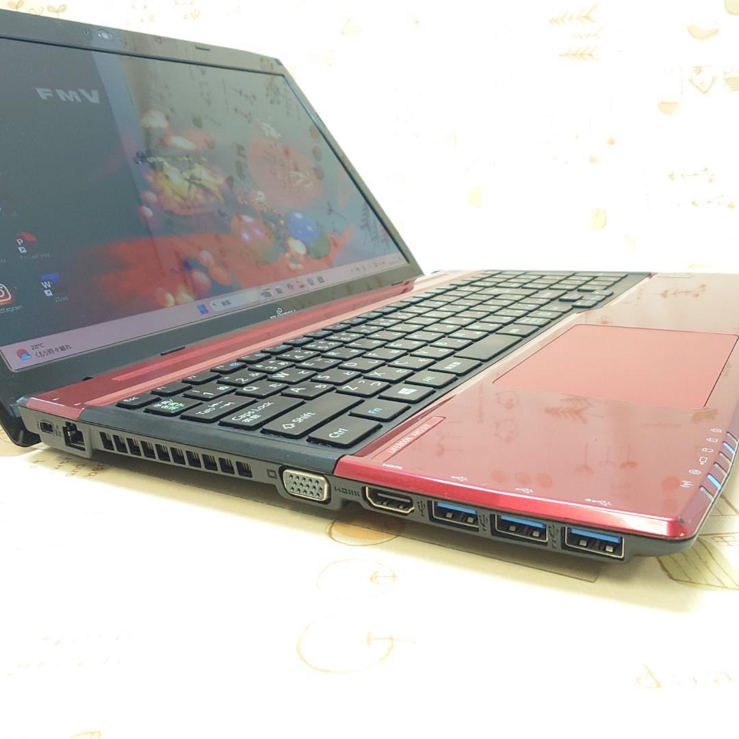 Windows11 オフィス付き 新品SSD i7 赤ノートパソコン 初期設定