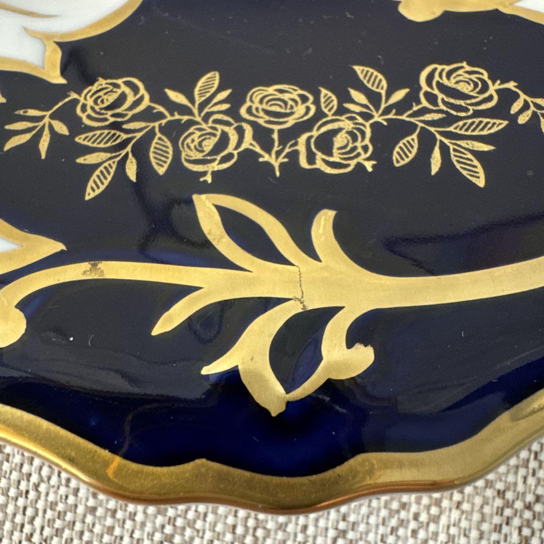 福袋安いいね半額ストア ワイマール WEIMAR 金彩コバルトブルー フラワー プレート4枚 工芸品