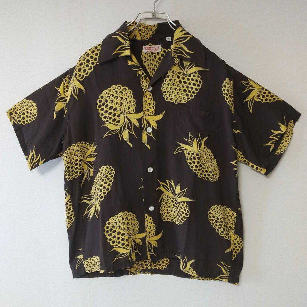 SUN SURF サンサーフ 半袖アロハシャツ L パイナップル 茶色