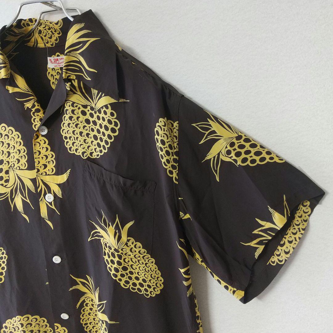 SUN SURF サンサーフ 半袖アロハシャツ L パイナップル 茶色