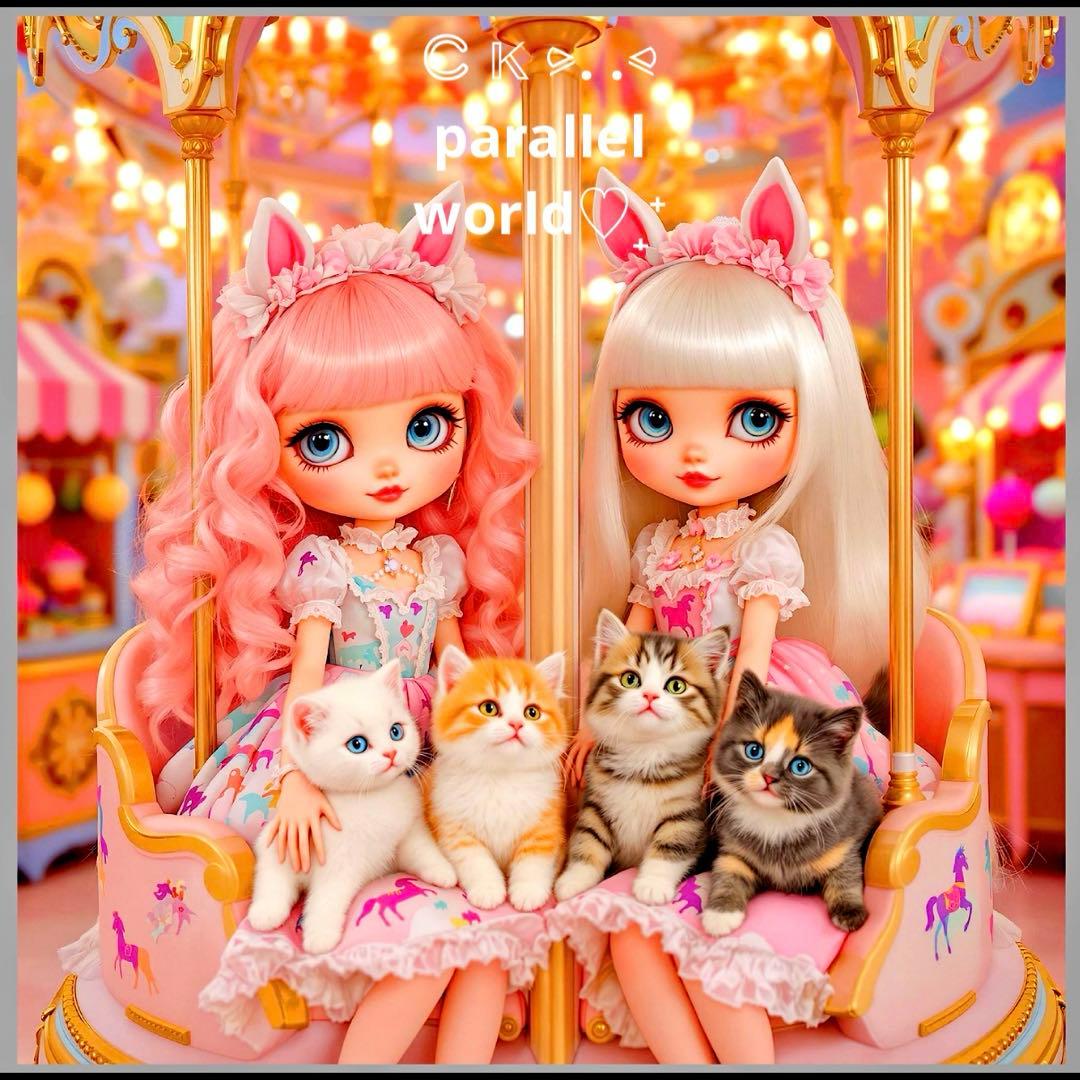 限定20枚　レアパネル生地　6柄セット　猫と女の子パネル生地