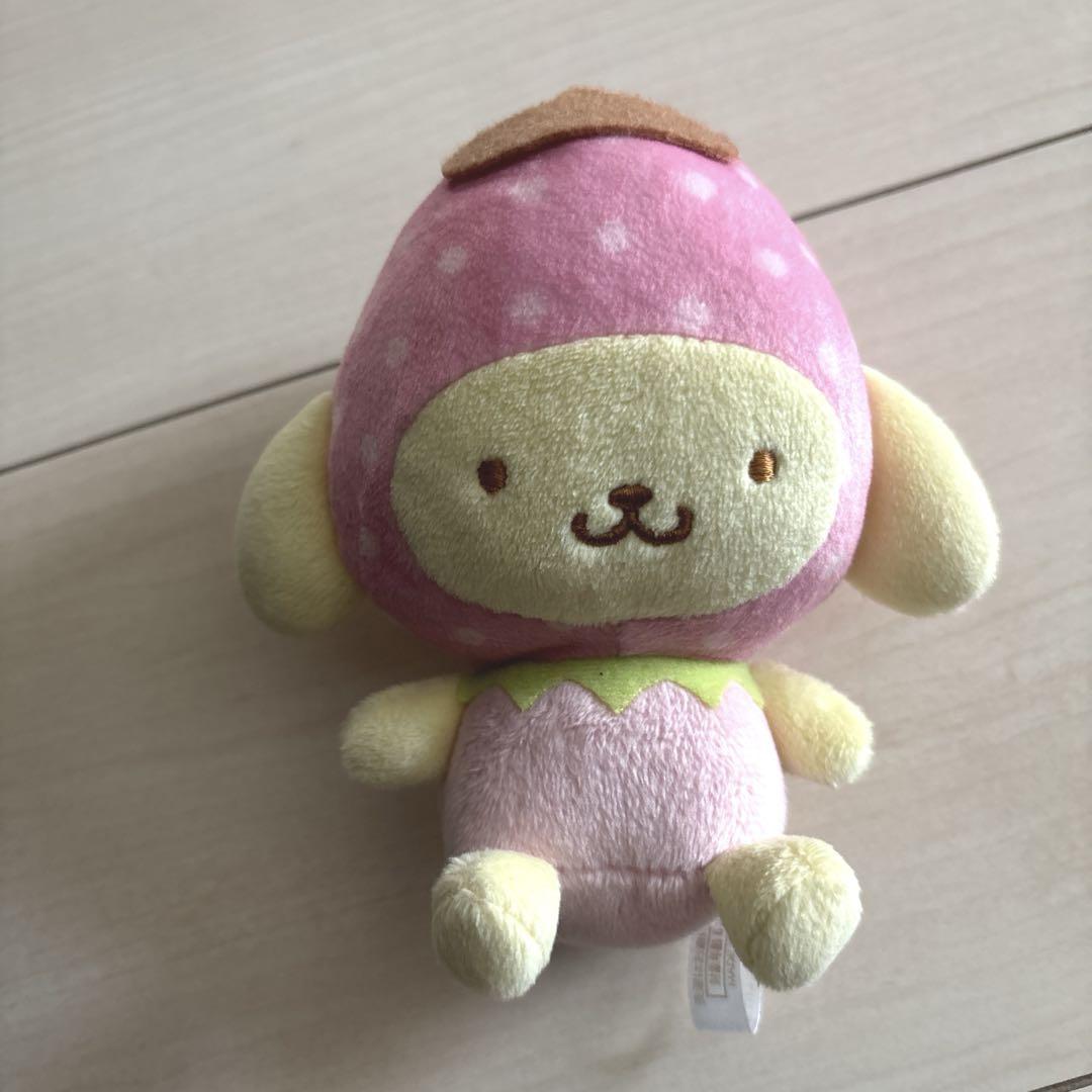 ポムポムプリン ぬいぐるみマスコット ピンク いちご 苺 - メルカリ