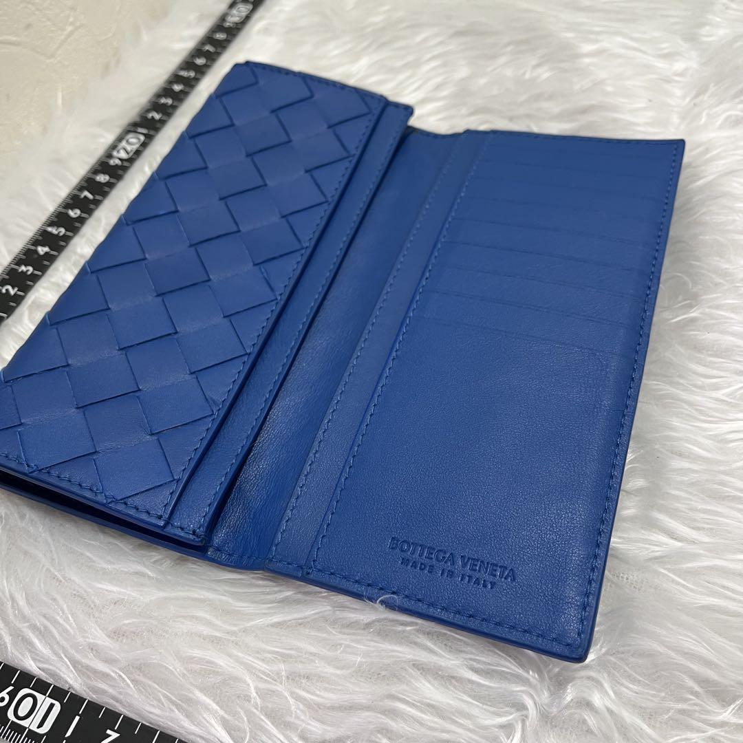 ボッテガヴェネタ 長財布 ブルー系 イントレチャート BOTTEGAVENETA