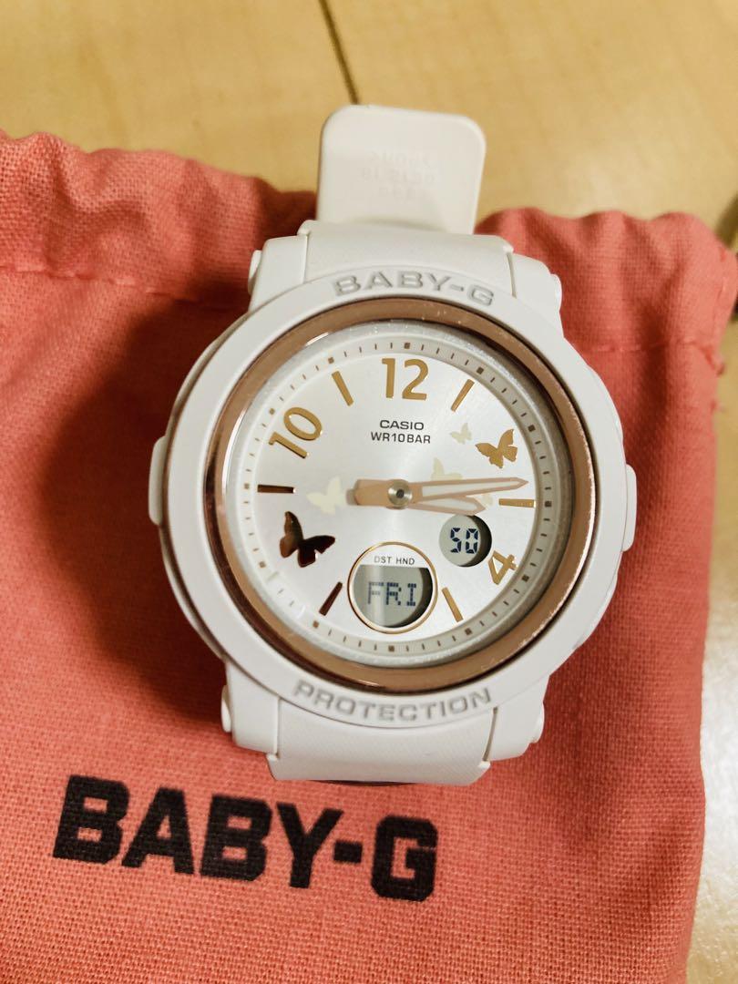 割引価格 CASIO BABY-G メルカリ - 蝶々モチーフ WR100M ホワイト 時計