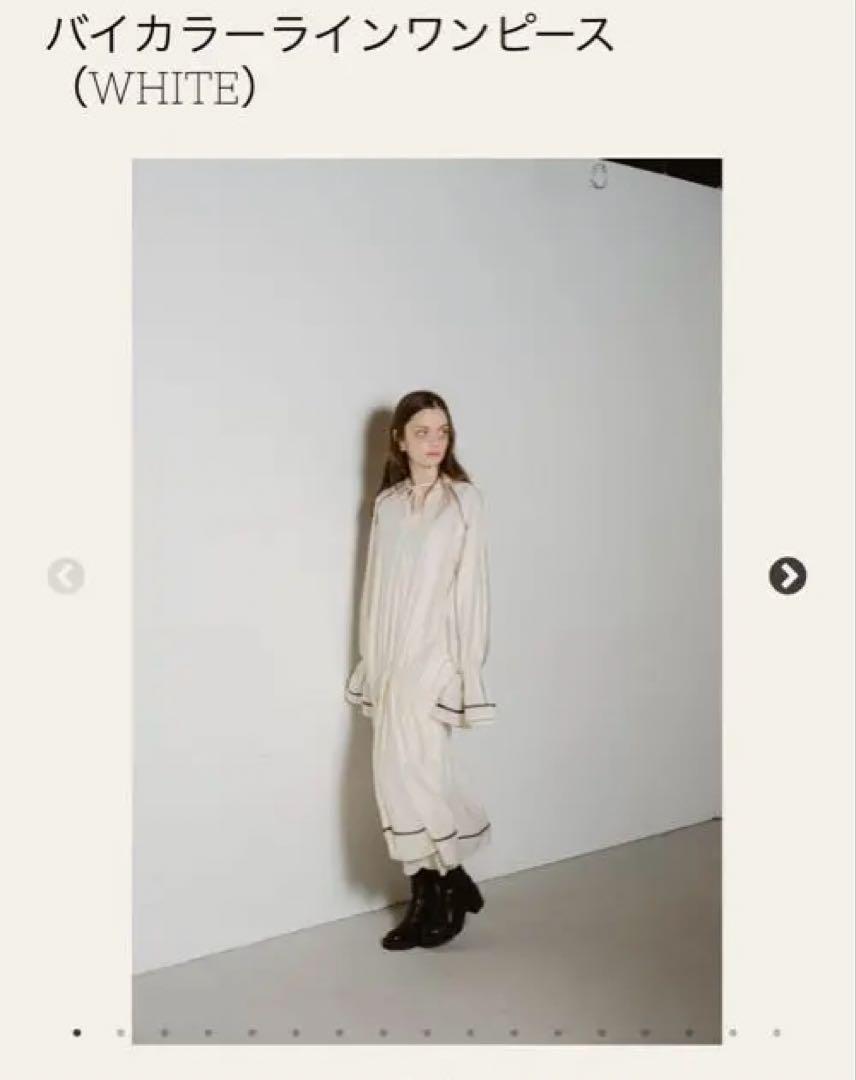 PINUE ワンピース Ｍサイズ　バイカラーラインワンピース（WHITE）