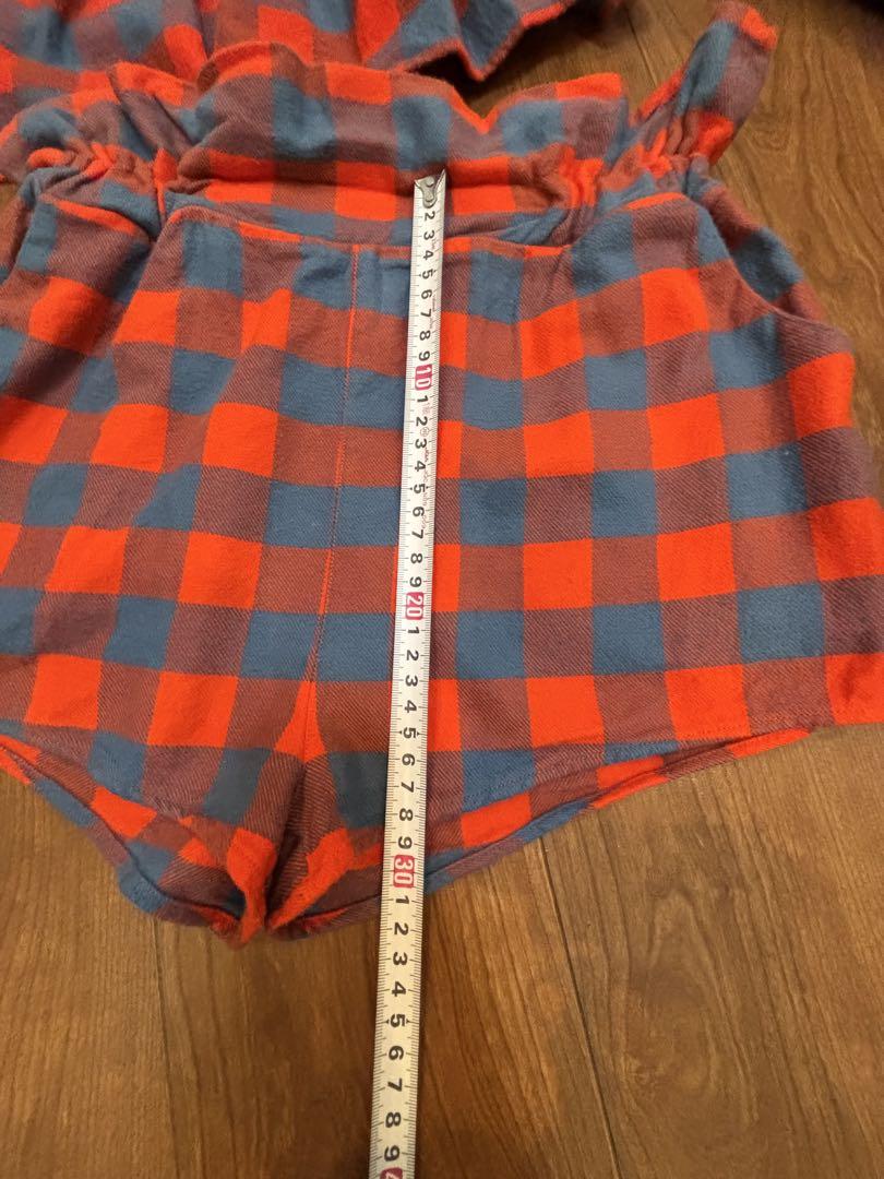 【WOLF&RITA】チェックのセットアップ　オレンジ系赤✖️グレー size12