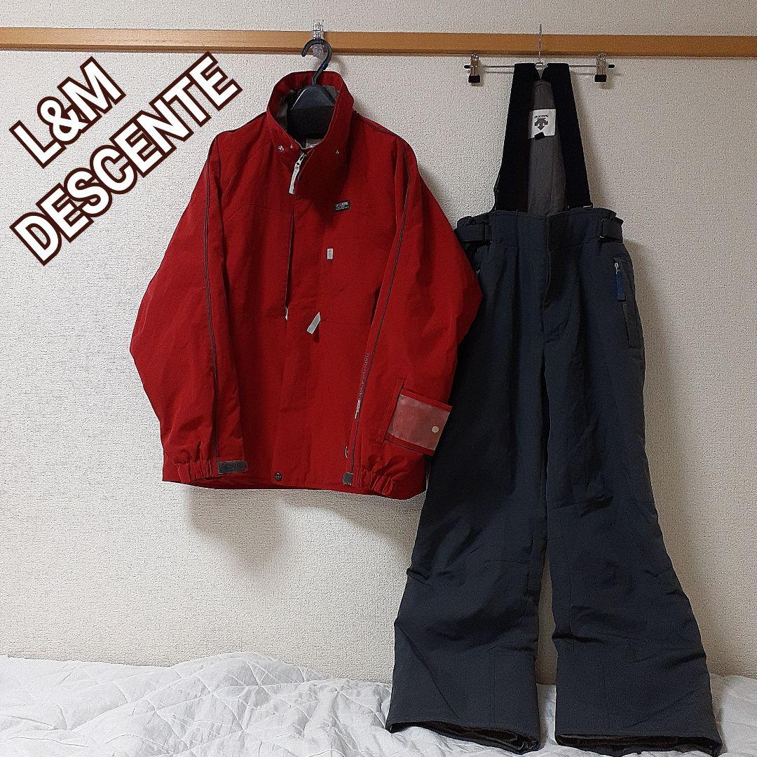 デサント　DESCENTE　上L　下M　赤　グレー　エキスパートスキーイング