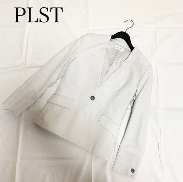 高い品質 PLST スラブストレッチ カラーレスジャケット ライトグレー