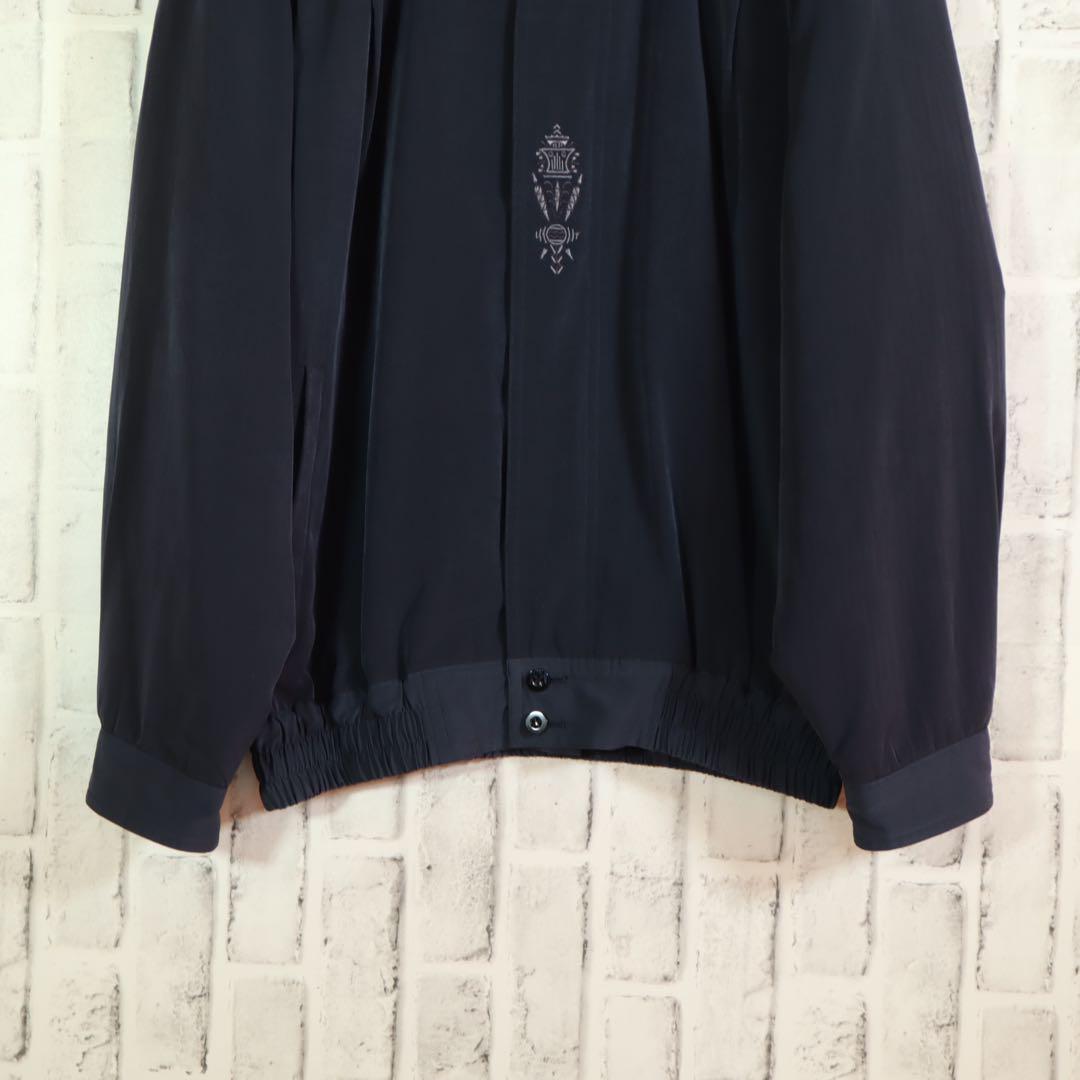【レトロ古着】比翼仕立て 刺しゅう ナイロンジャケット ペイズリー柄 L