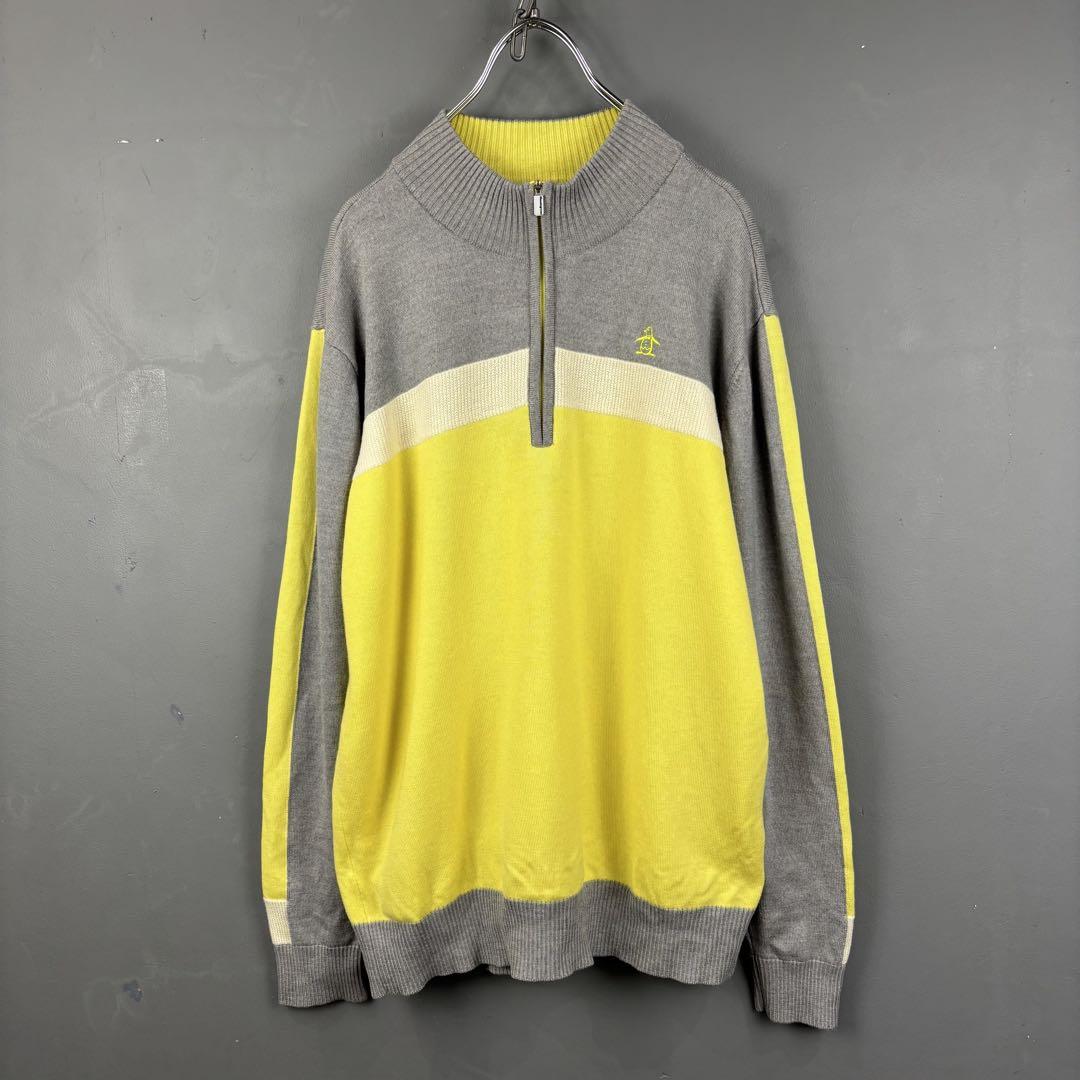 美品 Munsingwear ハーフジップ ニット セーター バイカラー