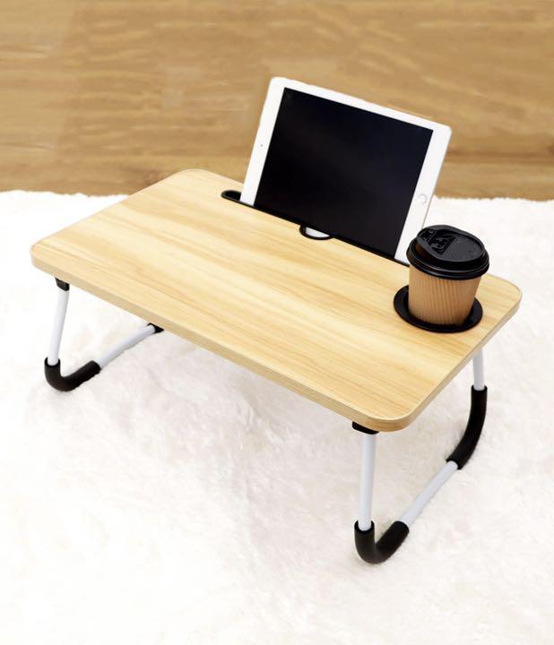 1819円 94%以上節約 ドリンクホルダータブレット立て付き折りたたみテーブル スリーコインズ スリコ