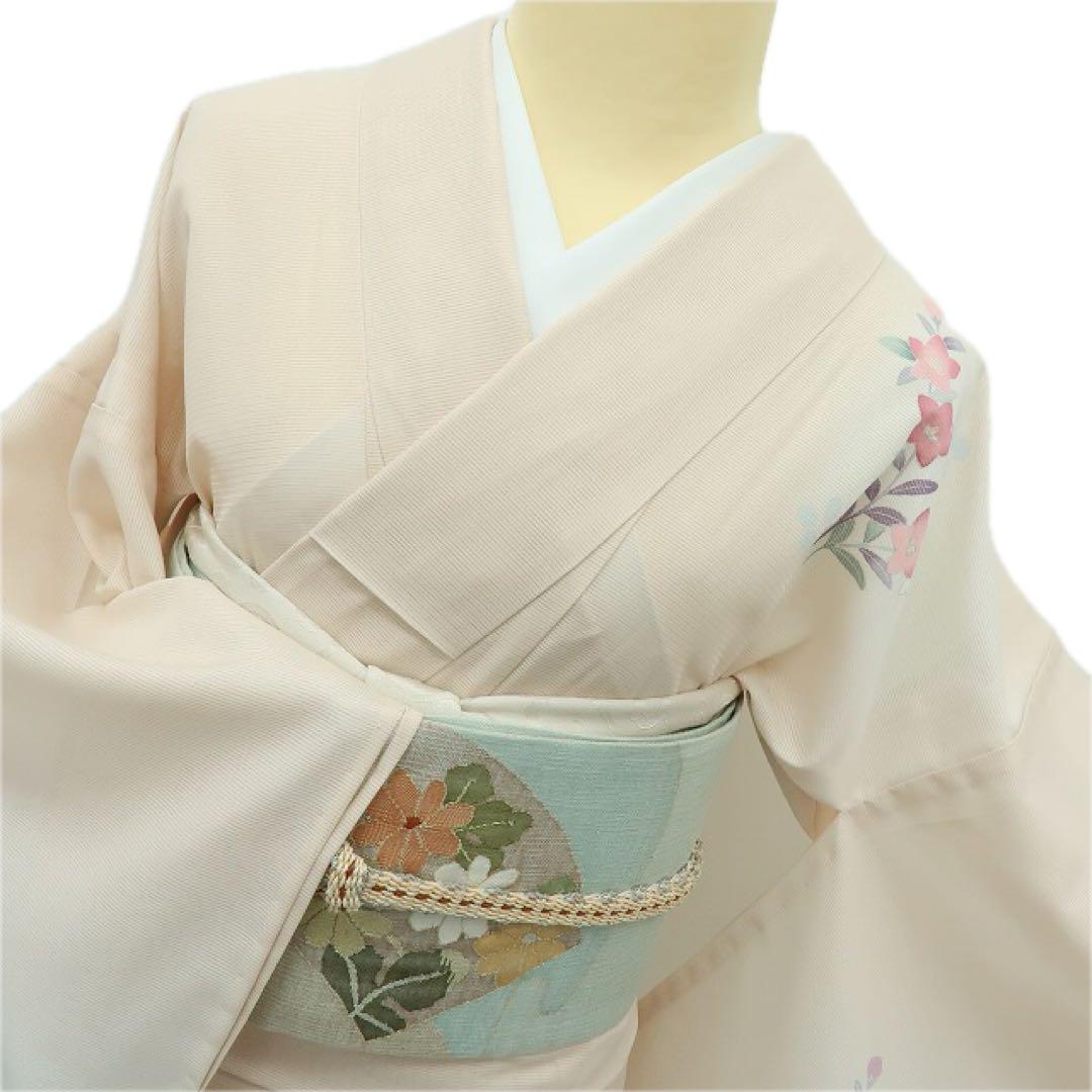 美品 洗える夏着物 花草模様 トールサイズ 絽 小紋 着物 A3042 m1607＊美品 洗える夏着物 絽 桜 縦縞 芝草 トールサイズ 小紋