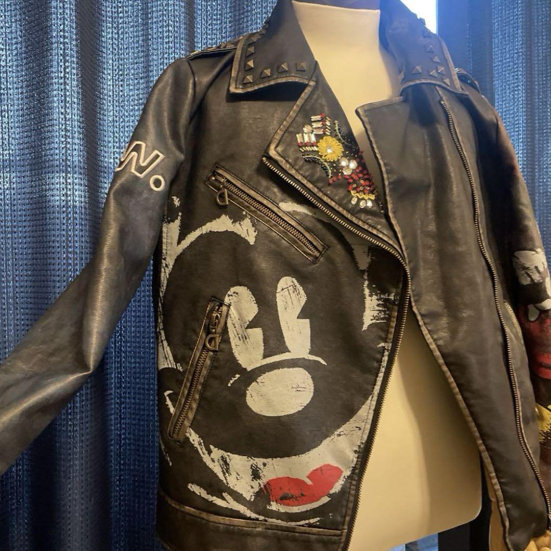 デシグアル　ミッキーマウスライダースジャケット デシグアル Desigual ミッキーマウス ハイブリッドバイカー