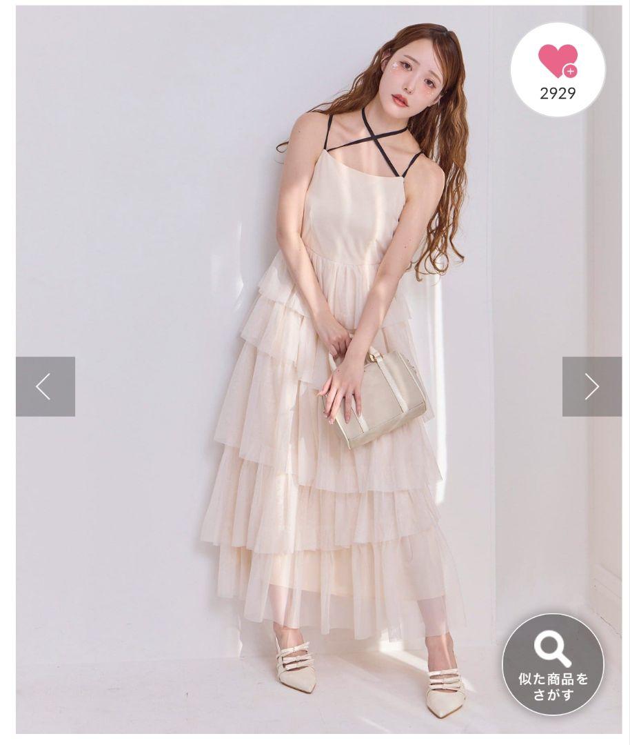 極美品♡ NICE CLAUP ティアードフリルキャミワンピース ドット 極美品♡ NICE CLAUP ティアードフリルキャミワンピース ドット