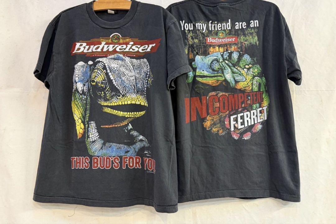 Budweiser Tシャツ カメレオン フェレット 激レア】00s Budweiser バドワイザー カメレオン Tシャツ XL