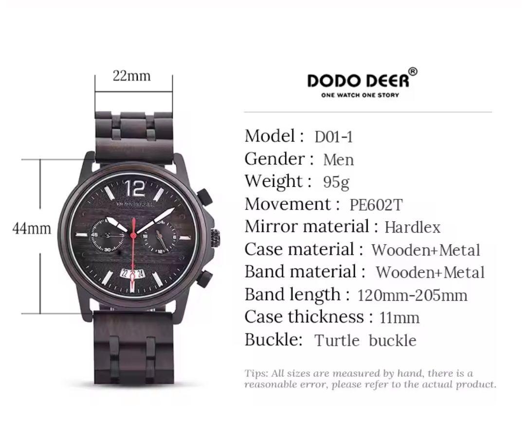 残り一つ❗新品未使用 DODO DEER 木製腕時計 クロノグラフ D01-2
