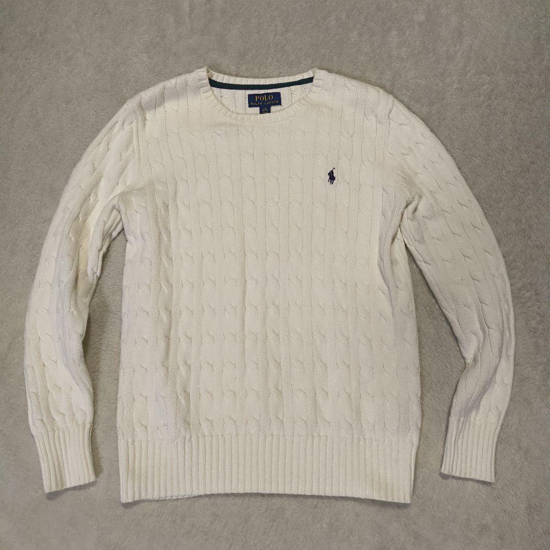 極美品　現行近　ポロ・ラルフ・ローレン ケーブルニットセーター　ロゴ 極美品 現行近 ポロ・ラルフ・ローレン ケーブルニットセーター ロゴ