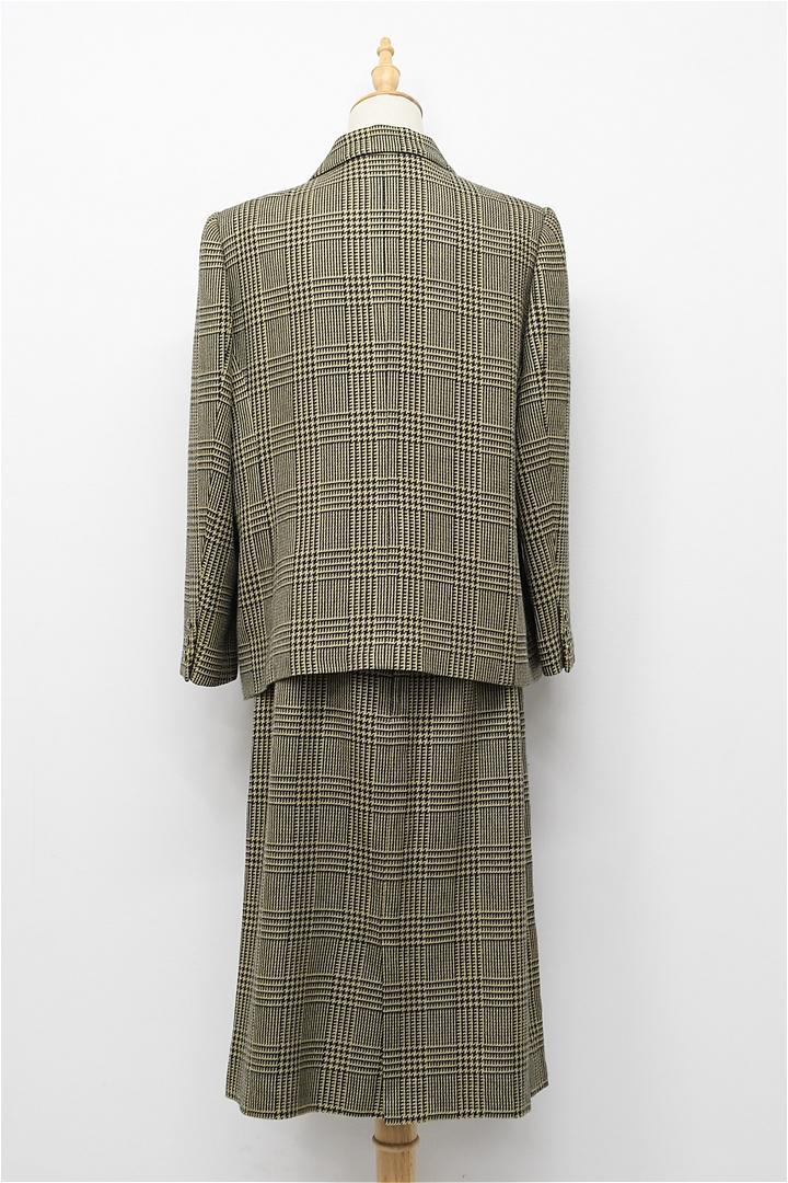 N345/Leilian ツイード セットアップ ダブルスーツ シルク混 15+
