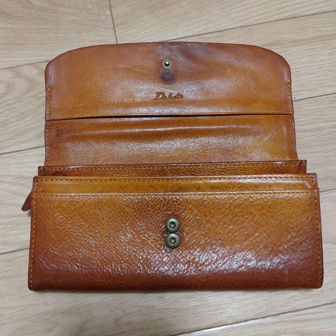 美品 Dakota ダコタ ハーヴェスト 長財布 シボ革 茶 天然皮革 レザー