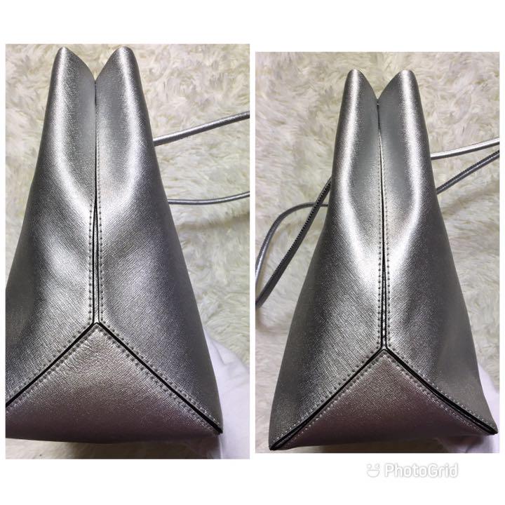 【はしており】 未使用 MARC JACOBS✨シルバー 銀 レザー トートバッグショルダー OJNIh-m12079466010 えください