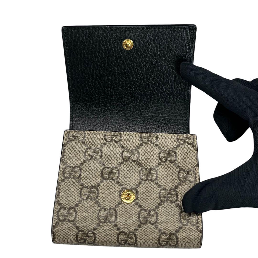 未使用級☆GUCCI☆ダブルGバイカラーミディアムウォレット2つ折り財布ブラック