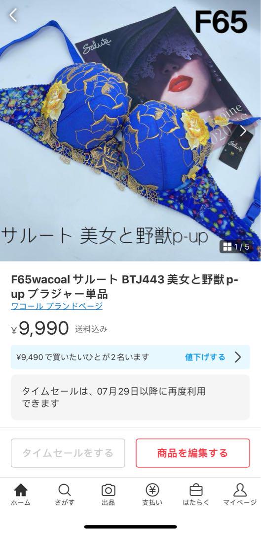ワコール　パルファージュ.  Ｖ－Ｒｉｃｈブラ　３／４カップブラE65-M