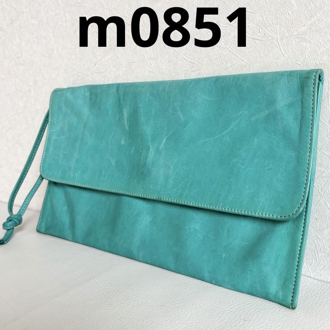 【美品】【m0851】クラッチバッグ ポーチ フルグレインレザー