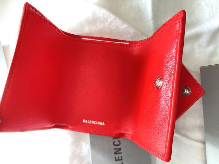 新品①バレンシアガ　花柄　ペーパーミニウォレット　ミニ財布　RED レッド　赤