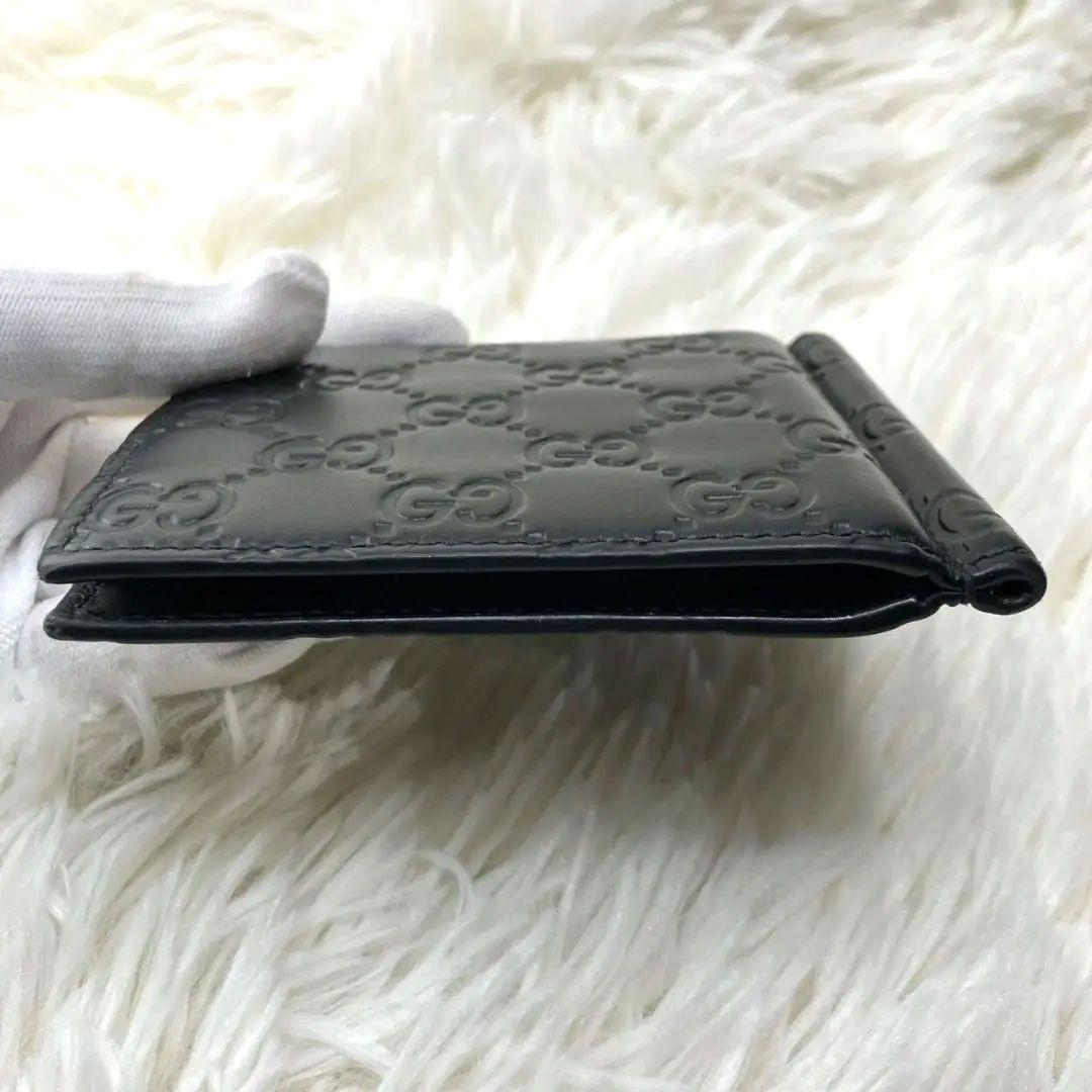 ✨美品✨グッチ マネークリップ 札入れ 財布 シマレザー GG柄 ブラック