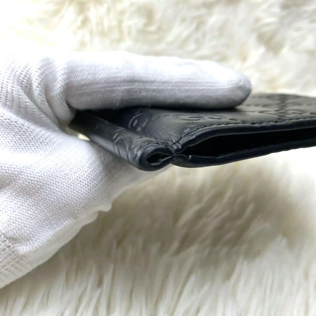 ✨美品✨グッチ マネークリップ 札入れ 財布 シマレザー GG柄 ブラック