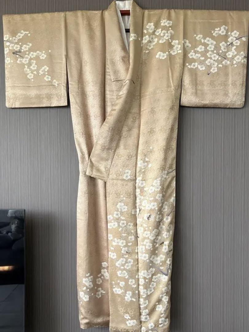 正絹　訪問着　友禅　手描き　枝梅　梅　刺繍　京このみ　芸妓　舞妓