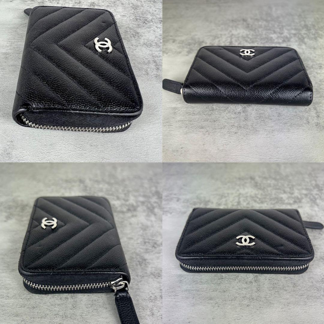 CHANEL シャネル キャビアスキン Vステッチ コインケース カード