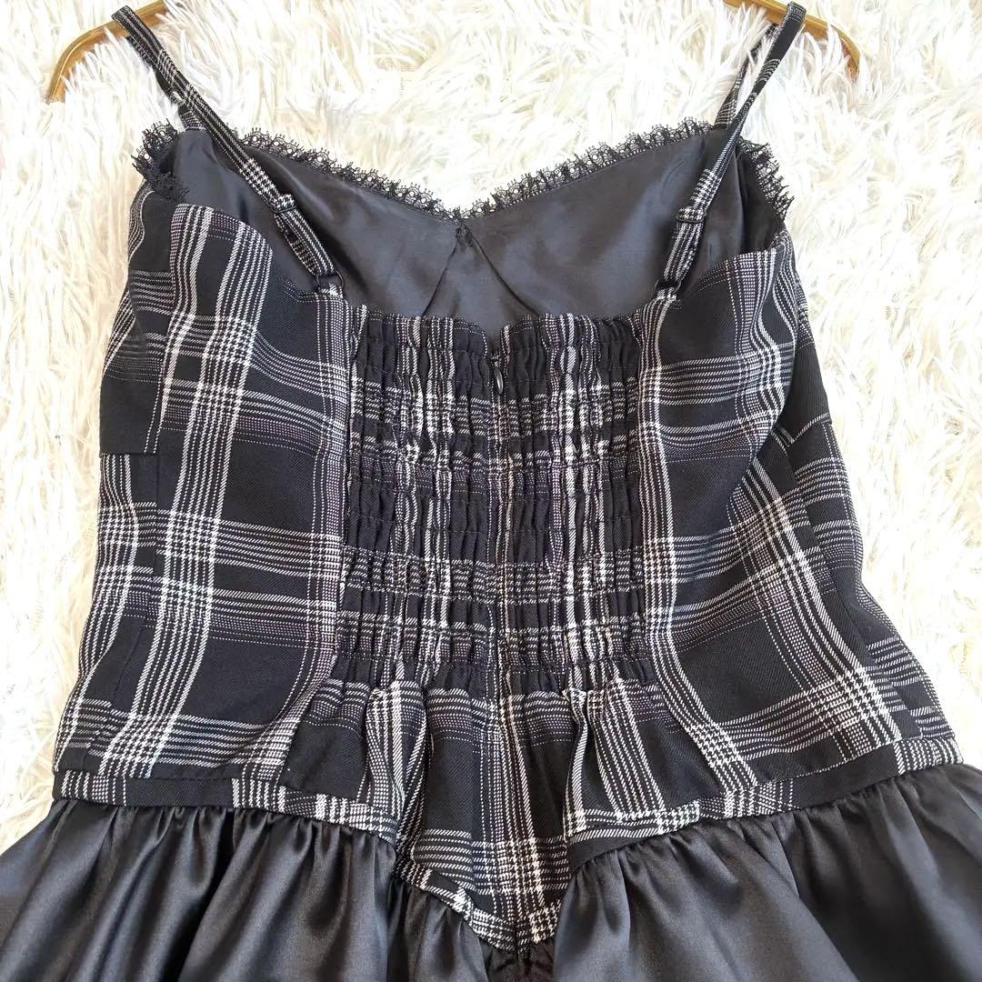 美品✨Darich イレヘムチェックキャミワンピース 黒 y2k 平成 姫系 黒 美品✨Darich イレヘムチェックキャミワンピース 黒 y2k 平成 姫