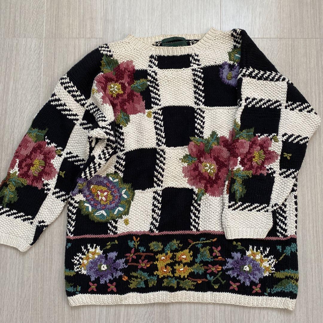 vintage 刺繍 ニット - メルカリ