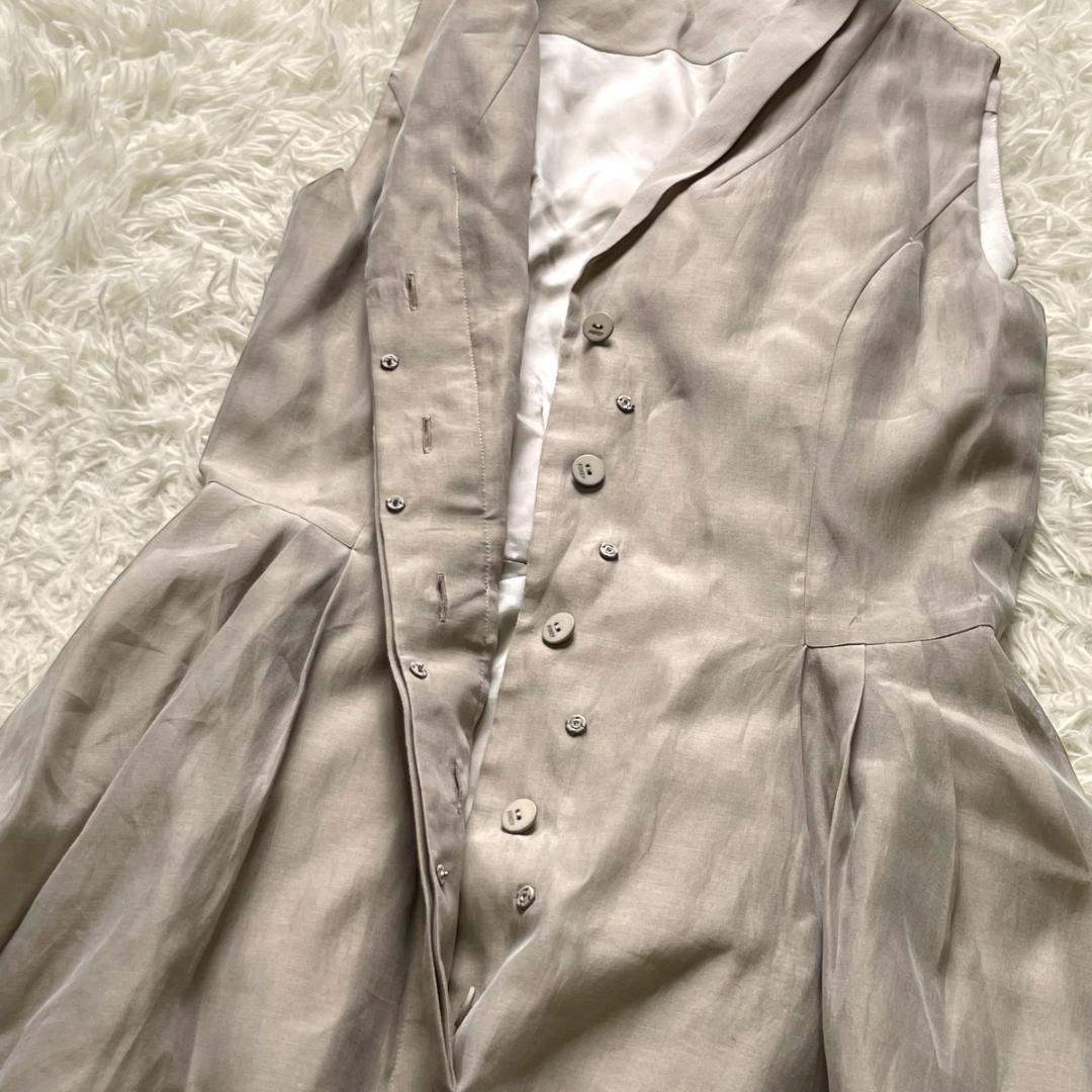 春夏 FOXEY シルク混 ショールカラー ティアード シャツワンピース フレア