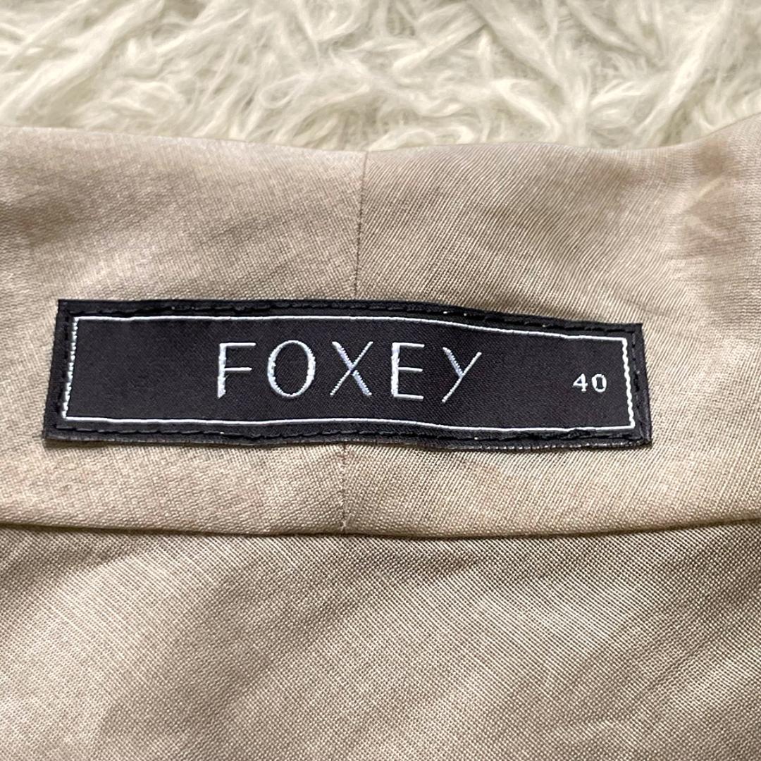 春夏 FOXEY シルク混 ショールカラー ティアード シャツワンピース フレア
